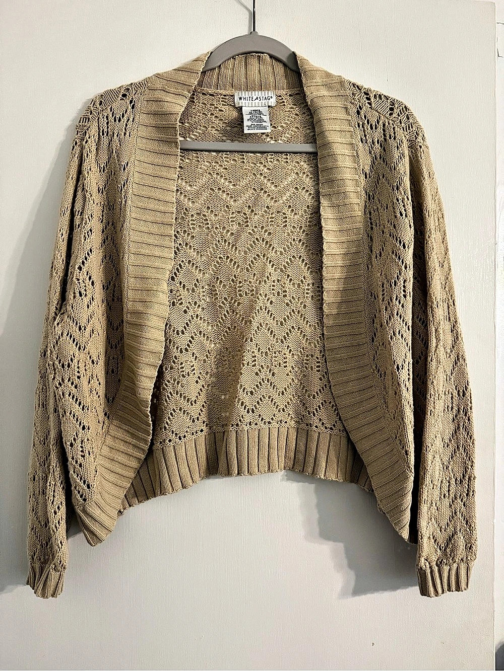 White Stag Open Front Cropped Cardigan Brown XL